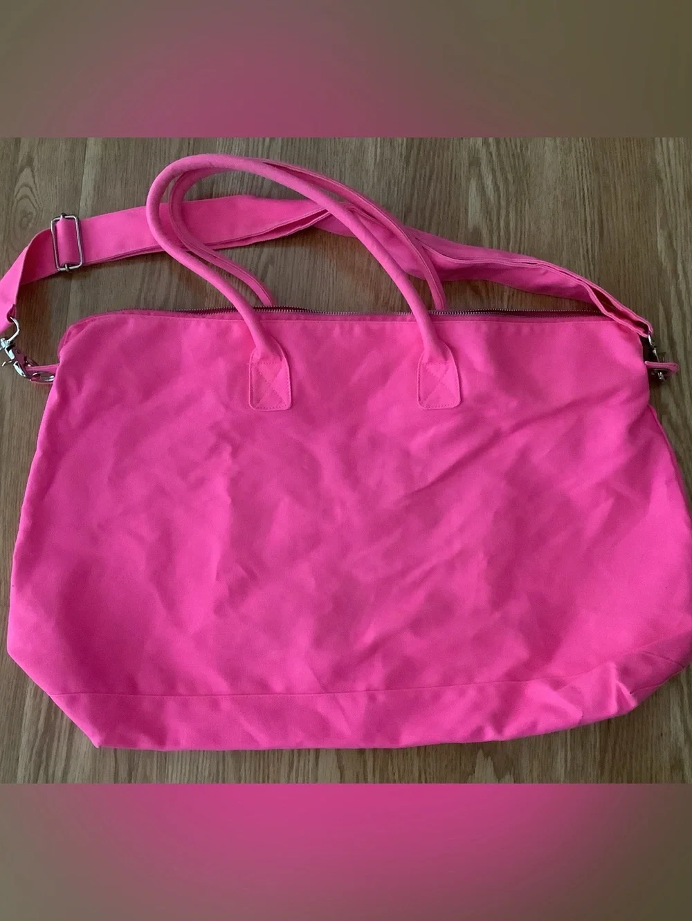Victoria's Secret Neon Pink Canvas Tote with Logo